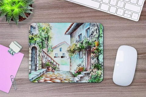 Podkładka pod Mysz Retro Miasteczko 200x240 mm Antypoślizgowa Gaming