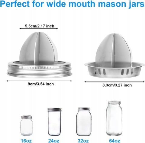 Pokrywki Wyciskarka do Cytrusów Mason Jar 86 mm Stal 304 2 szt BOXOB