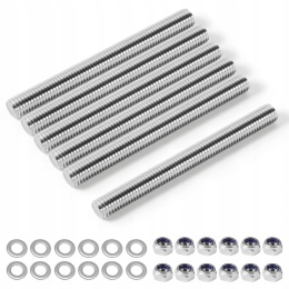 Pręt Gwintowany M8x200 mm A2 Stal Nierdzewna 304 6 szt. z Nakrętkami