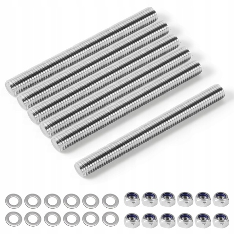 Pręt Gwintowany M8x200 mm A2 Stal Nierdzewna 304 6 szt. z Nakrętkami