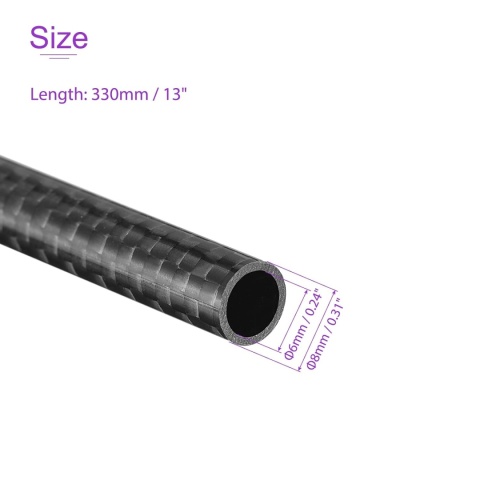 Rurki z Włókna Węglowego 8x6x330 mm 4 szt. Karbon 3K Błyszczące RC