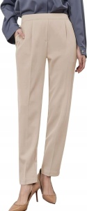Spodnie garniturowe damskie eleganckie slim fit beżowe rozmiar XS