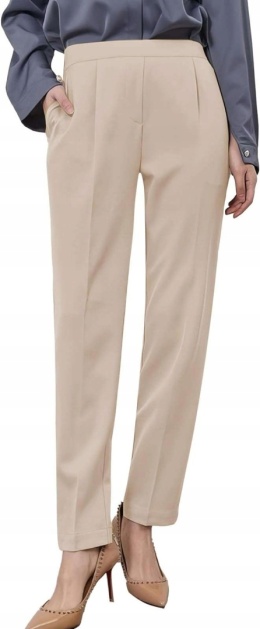 Spodnie garniturowe damskie eleganckie slim fit beżowe rozmiar XXS