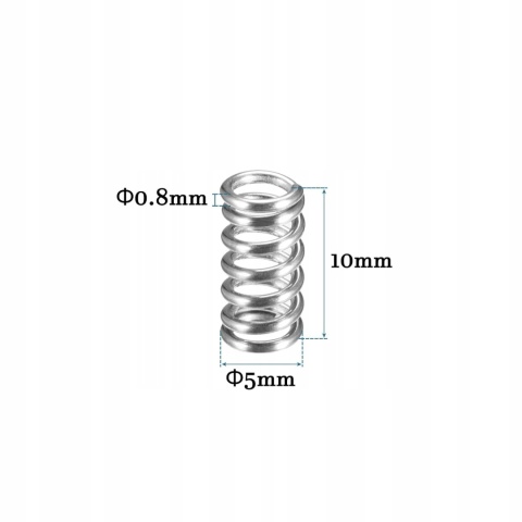 Sprężyny Ściskane 5x10 mm Stal Nierdzewna 10 szt. Sprężyna Naciskowa