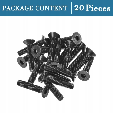 Śruby Imbusowe Stożkowe M6x30 mm Klasa 10.9 Czarne 20 szt. DIN 7991
