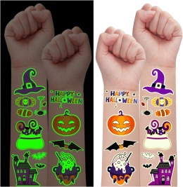 Tatuaże Halloween Świecące dla Dzieci 28 Arkuszy 300 Wzorów Zmywalne