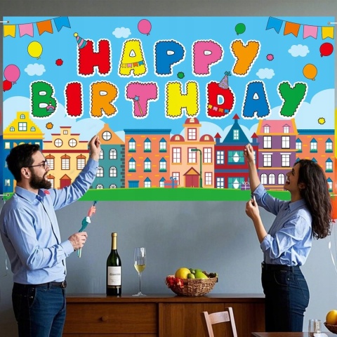 Tło Urodzinowe Happy Birthday 180x100 cm Baner Foto Dekoracja SAVITA