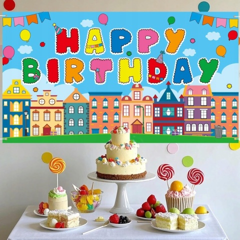 Tło Urodzinowe Happy Birthday 180x100 cm Baner Foto Dekoracja SAVITA