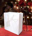 Torebka Prezentowa Papierowa z Kokardą i Uchwytem Biała Elegancka Gift