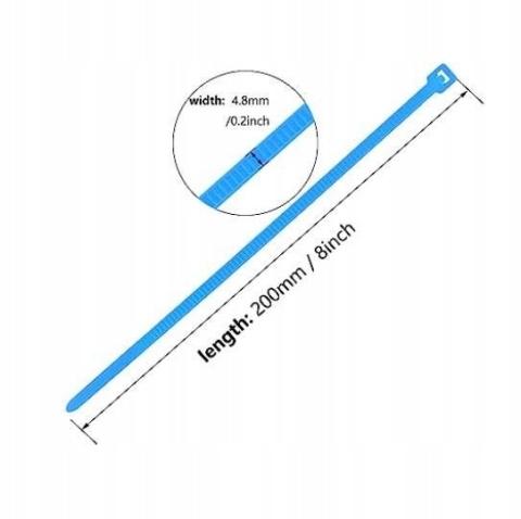 Trytytki Opaski Kablowe Plastikowe Samoblokujące 4,8x200mm 100szt Niebieski