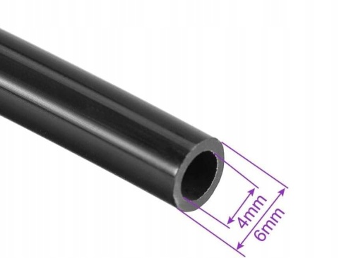 Wąż elastyczny czarny PCV do akwarium 4x6mm 2m