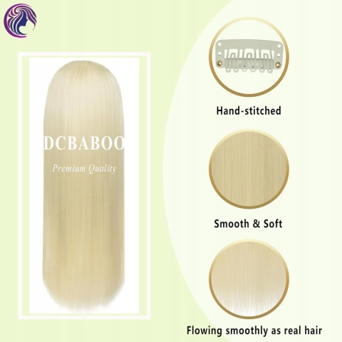 Włosy Clip In 65 cm 8 Pasm 140 g Proste Doczepiane Blond Rozjaśniany