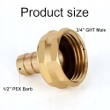 ZŁĄCZKA MOSIĘŻNA PEX 1/2" DO GHT 3/4" GWINTOWANA WĄŻ OGRODOWY 2