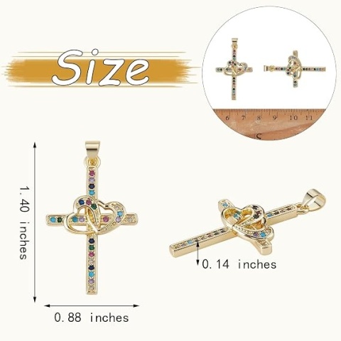 Zawieszki Krzyż z Sercem Cyrkonie 5 szt. Charms do Biżuterii DIY