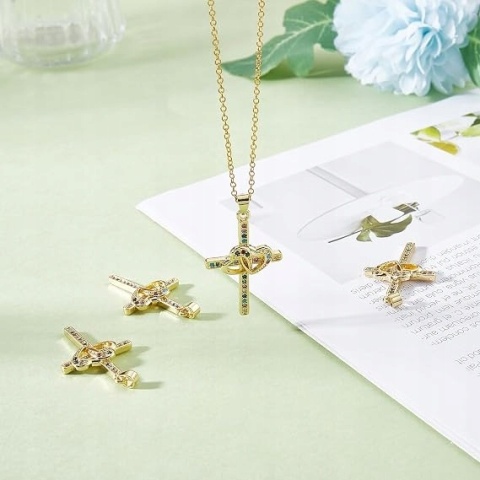 Zawieszki Krzyż z Sercem Cyrkonie 5 szt. Charms do Biżuterii DIY
