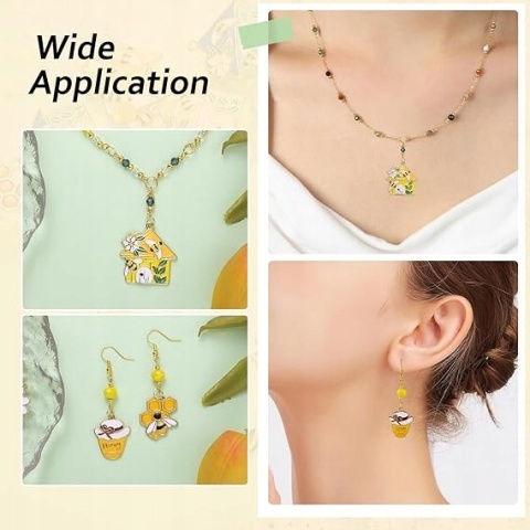 Zawieszki Pszczoły do Biżuterii 30 szt. Charms DIY Emaliowane Złote