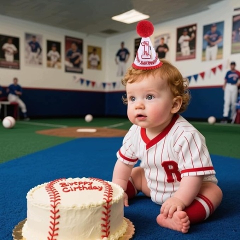 Czapeczka Urodzinowa Roczek Baseball 1 Urodziny Dziecka Sesja Foto