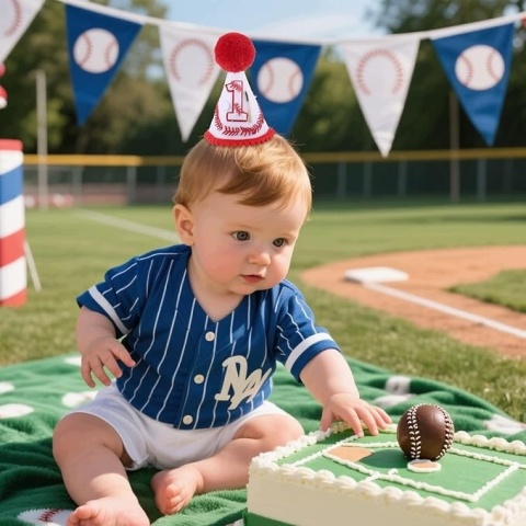 Czapeczka Urodzinowa Roczek Baseball 1 Urodziny Dziecka Sesja Foto