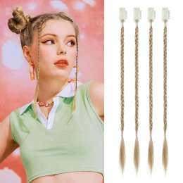 Doczepiane Warkocze do Włosów 4 szt 35cm Złoty Blond z Pasemkami Clip In