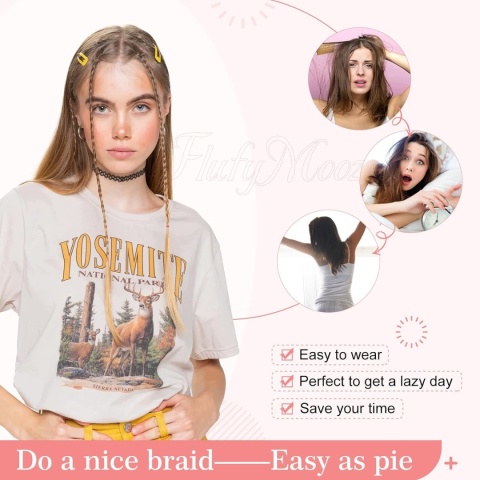 Doczepiane Warkocze do Włosów 4 szt 35cm Złoty Blond z Pasemkami Clip In