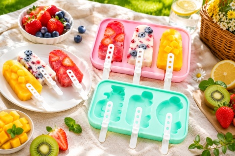 Forma silikonowa do lodów sorbetów 6 lodów zestaw 2 szt patyczki DIY lody