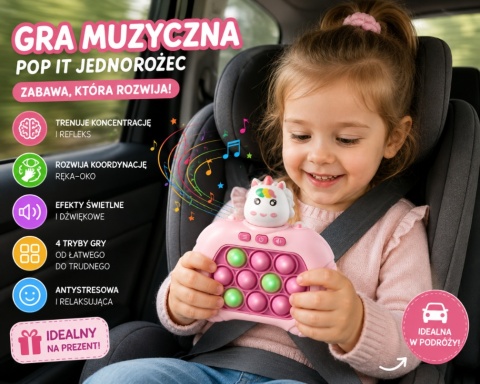 Gra Pop It elektroniczna muzyczna zręcznościowa antystresowa dla dzieci LED