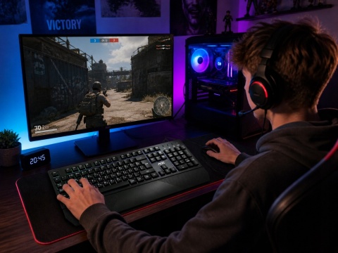 Klawiatura gamingowa AOC GK200 USB do komputera z RGB