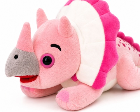 Maskotka Przytulanka Zabawka Pluszowa Dla Dzieci Triceratops Różowy 26 cm
