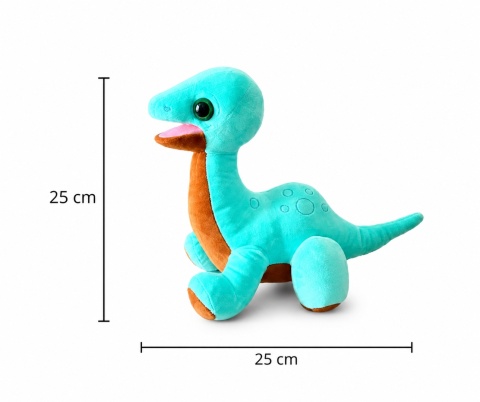 Maskotka pluszak zabawka dinozaur dla dzieci miękki niebieski 25cm
