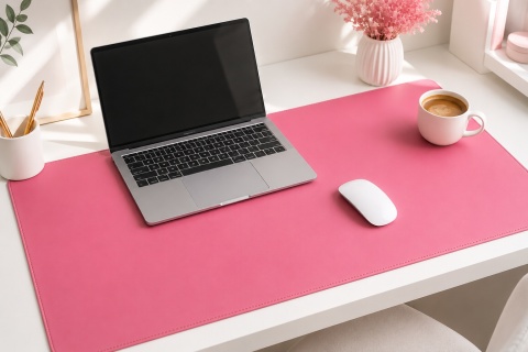 Podkładka na biurko pod laptop skóra wodoodporna antypoślizgowa 90x43różowa