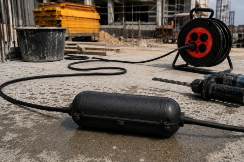 Skrzynka elektryczna wodoszczelna na gniazdka przedłużacz czarna