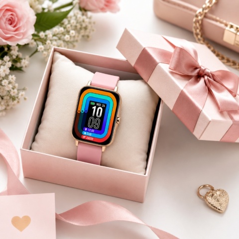 Smartwatch damski różowy AMOLED 1,7" zegarek sportowy Bluetooth Android iOS