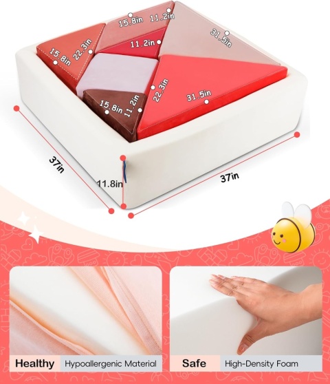 Sofa modułowa dla dzieci Heypappy 2w1 Tangram piankowa kreatywna