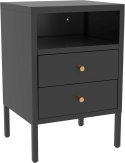 Stolik Nocny Metalowy Szafka 2 Półki Antracyt 60x40x35 cm Loft