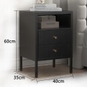 Stolik Nocny Metalowy Szafka 2 Półki Antracyt 60x40x35 cm Loft