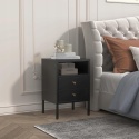 Stolik Nocny Metalowy Szafka 2 Półki Antracyt 60x40x35 cm Loft