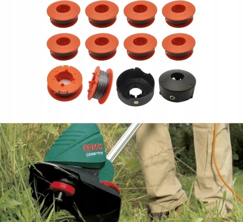 Szpula do podkaszarki Bosch 1,6 mm 8 m zestaw 10 szpul 2 kapturki