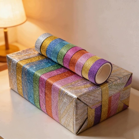 Taśma Washi Brokatowa Zestaw 20 Rolek 3m x 15mm Kolorowa DIY Scrapbook