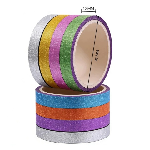Taśma Washi Brokatowa Zestaw 20 Rolek 3m x 15mm Kolorowa DIY Scrapbook