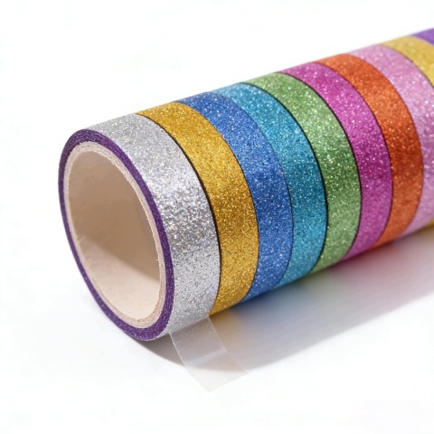 Taśma Washi Brokatowa Zestaw 20 Rolek 3m x 15mm Kolorowa DIY Scrapbook