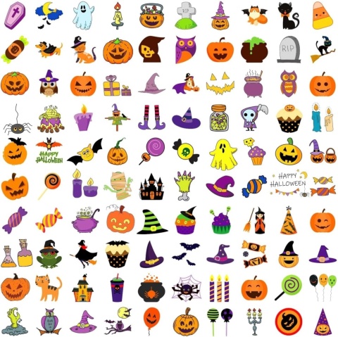 Tatuaże Zmywalne Halloween dla Dzieci 204 szt Naklejki Imprezowe Mix