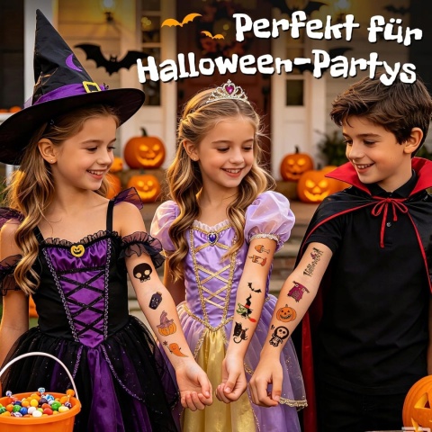 Tatuaże Zmywalne Świecące Halloween dla Dzieci 250 szt Naklejki Glow