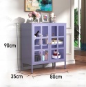 Witryna Metalowa 2 Drzwi Szafka Kredens Fioletowa 90x80x35 cm Półki