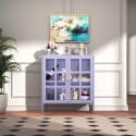 Witryna Metalowa 2 Drzwi Szafka Kredens Fioletowa 90x80x35 cm Półki