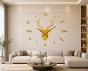 Zegar ścienny 3D jeleń samoprzylepny 100x100 cm nowoczesny dekoracja złoty