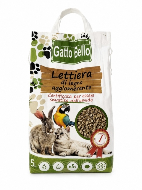 Żwirek Drewniany Zbrylający Gatto Bello 5L Naturalny EKO