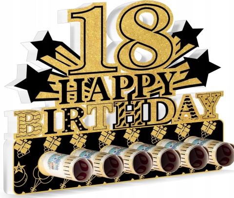 18 Urodziny Drewniana Kartka Prezent na Pieniądze HappyBirthday 18 Lat Stół