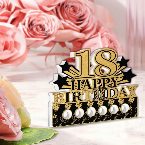 18 Urodziny Drewniana Kartka Prezent na Pieniądze HappyBirthday 18 Lat Stół
