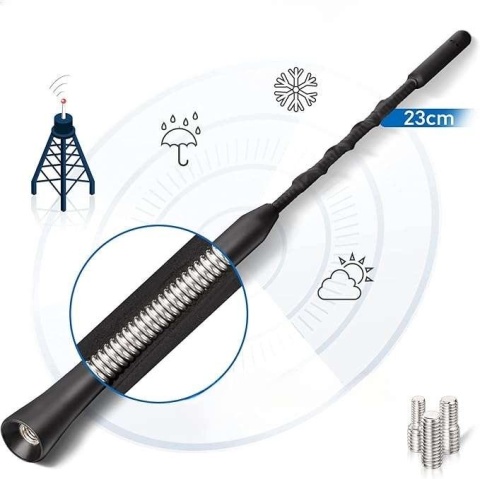 Antena samochodowa AM/FM/DAB Uniwersalna 23cm Adaptery M4 M5 M6 Czarny