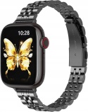 Bransoleta Pasek do Apple Watch 42 44 45 46 49 mm Metalowa Czarna